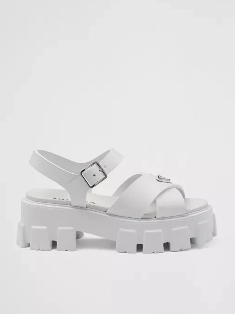 PRADA MONOLITH WHITE RUBBER PLATFORM SANDALS - Picture 2 of 10